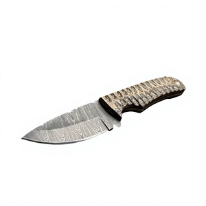 Couteau à lame fixe en acier Damas, manche en bois, dureté 58-60, garantie 3 ans, 20 cm, qualité industrielle, camping, chasse - Product Image 3