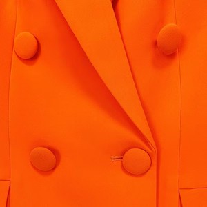 Nuova moda <span class=keywords><strong>donna</strong></span> giacca smoking arancione <span class=keywords><strong>pantaloni</strong></span> giacca per abiti Skinny Fit tessuto tinta unita pizzo pizzo modello per l'autunno - Product Image 5