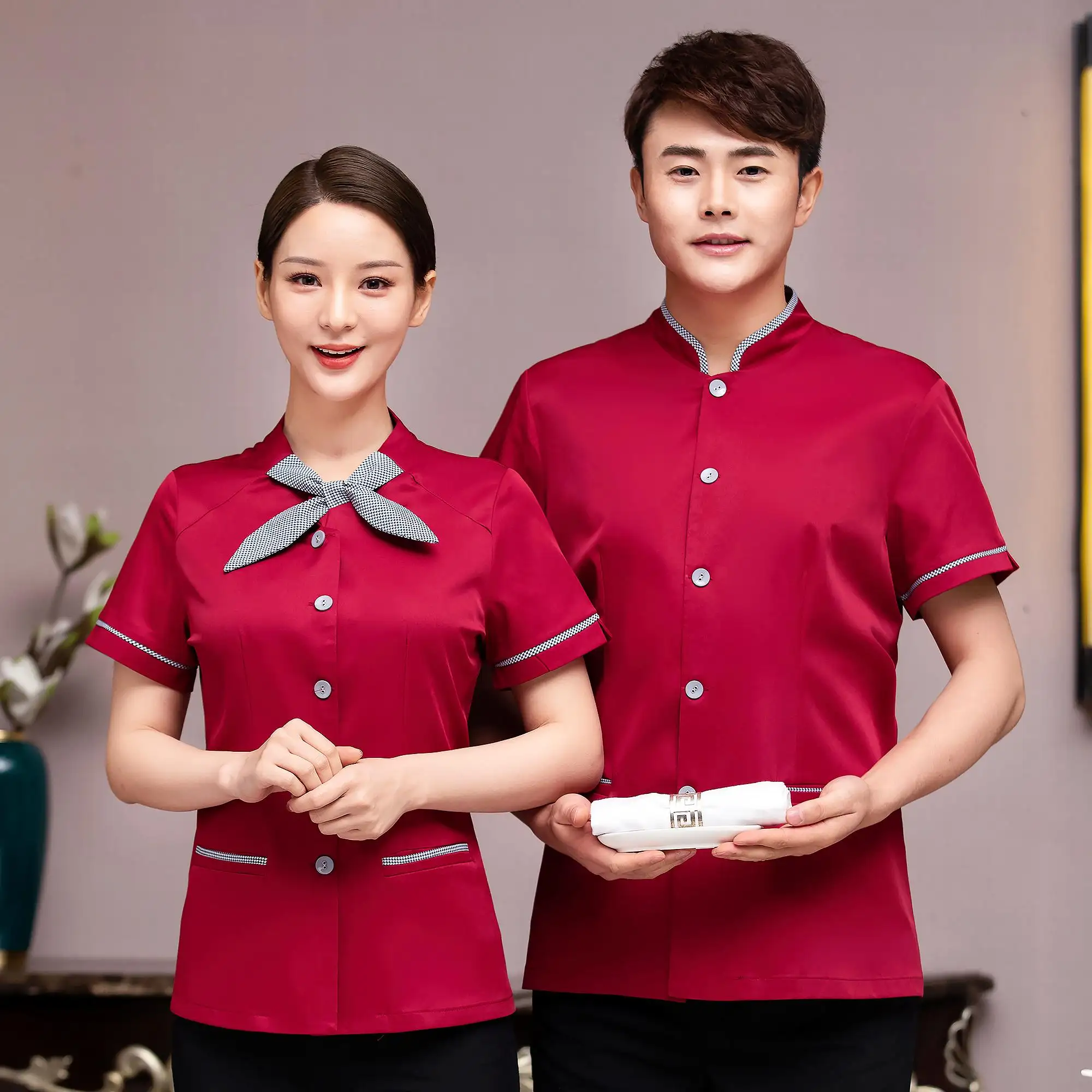 Uniforme de serveuse d'hôtel, uniforme de serveuse d'hôtel de restaurant de fabrication chinoise
