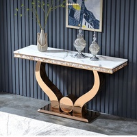 Table console victorienne de haute qualité en acier inoxydable doré en forme de cœur pour couloir d'hôtel