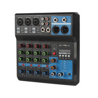 Console de mixage audio professionnelle 5 canaux, mini console DJ avec Bluetooth, carte son USB, interface audio, effets DSP pour diffusion en direct