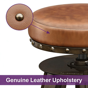 Ensemble de 2 tabourets de bar modernes <span class=keywords><strong>pour</strong></span> la maison, hauteur réglable, pivotants, sièges rembourrés en similicuir, repose-pieds en métal, base en bois, <span class=keywords><strong>pour</strong></span> îlot de <span class=keywords><strong>cuisine</strong></span> - Product Image 4