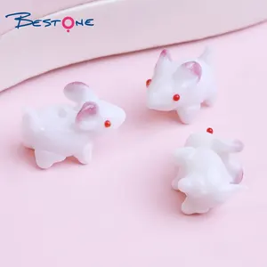 Bestone Custom Cute DIY Beads Miniature Small Cute Lampwork Glass Animal Figurine Rabbit Beads