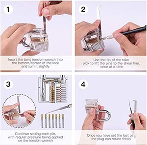 Quà Tặng Lockpicking Đào Tạo Thiết Cung Cấp Thép Chất Lượng Cao 17 Cái Khóa Chọn Set Thợ Khóa Công Cụ Với Trong Suốt <span class=keywords><strong>Extractor</strong></span> - Product Image 5