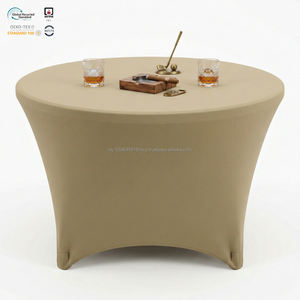 Housse de table ronde en tissu extensible blanc de 120 pouces, écologique, imperméable, personnalisable, moderne, pour mariage - Product Image 1