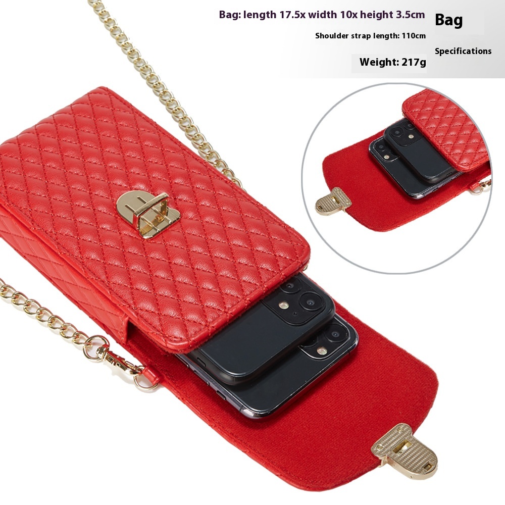 Embossed Crossbody Vertical Mobile Phone Pouch Bag for Women and Girls Multi-Colors with Comfortable Holster Chain