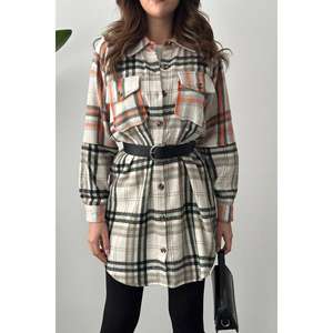 Vestido Camisero Estilo Leñador de Menta al por Mayor, Estilo Vintage Informal, ODM, Talla Única XS XL XXL, Cintura Ajustada, Translúcido, con Volantes - Product Image 2