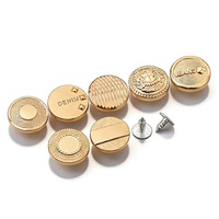 Boutons et rivets en métal Zamac pour jeans et vêtements en denim, avec logo personnalisé et motif plaqué or.