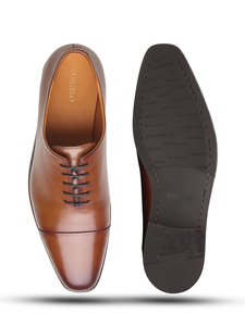 Zapatos Oxford formales de hombre con punta redonda, de cuero importado, con cordones, forro de cuero DD, plantilla de cuero Ortholite y suela de TPR. - Product Image 6
