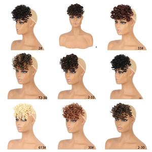 High Puff Afro Kinky Curly Sintético Cordón Cola de caballo con <span class=keywords><strong>flequillo</strong></span> Extensiones de cabello Short Pony Tail Hair Bun Clip para mujeres - Product Image 2