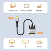 DP naar DVI-adapterkabel 4K 30Hz PVC-mantel voor desktop, laptop, tv, HDTV-projector, thuisbioscoop