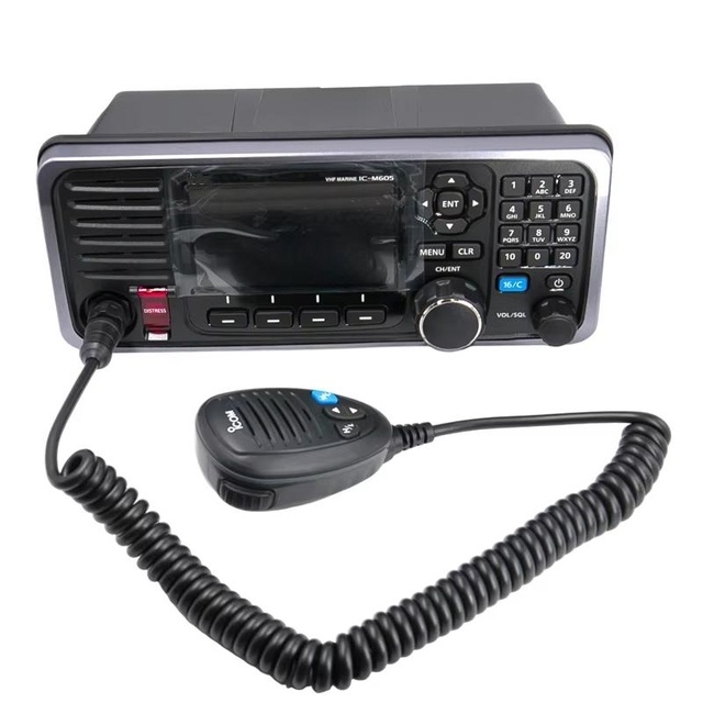 IC-M605 25W VHF Marine Mobile Radio Class D IPX8 Waterproof AIS SDR Radio GPS Navigation Communication Radio