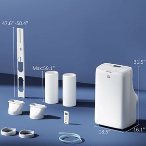 14000 BTU Dual Hose Portable Air Conditioner Cool Dehumidifier Fan for 700 Sq. Ft EU <b>Plug</b> <b>WiFi</b> Window Kit Room 14000 BTU Portabl - Product Image 2