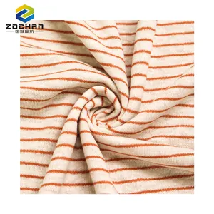 Super value 55% linen 45% recycled polyester stripe jersey Sustainable knitting fabric for summer dress