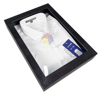 Boîte de chemise de luxe personnalisée fermeture magnétique noir carton rigide emballage pliable pour hommes vêtements cadeau haut de gamme couvercle de fenêtre blanc