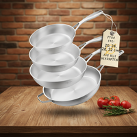 Ensemble de poêles SILBERTHAL 4 pièces en acier inoxydable non revêtu, base multicouche, 20-32 cm, compatible induction, résistant au four, pour la cuisine à domicile