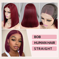 Vente en gros Perruque réelle transfrontalière perruque lace double dessinée cheveux humains couvre-chef féminin cheveux courts
