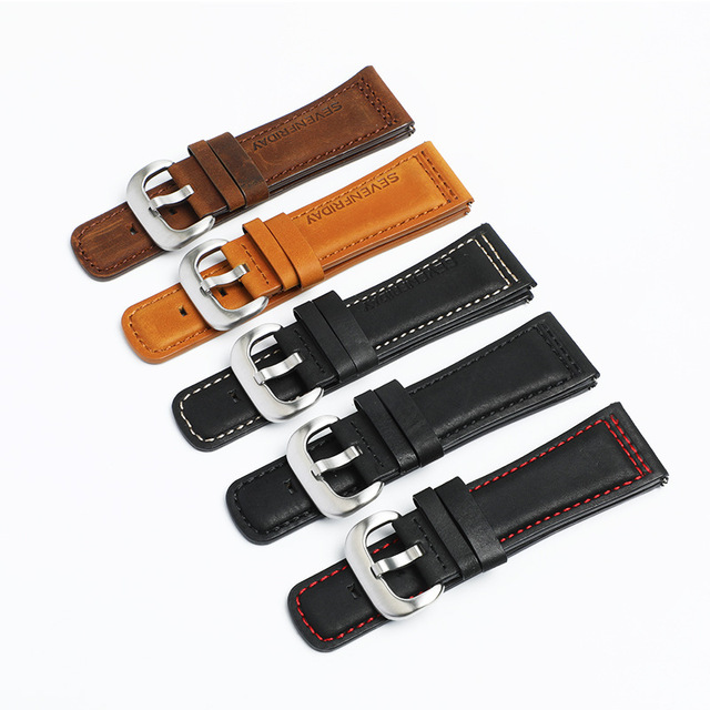 Custom Luxury Vintage Matte 28mm Genuine Leather Watch Band Straps