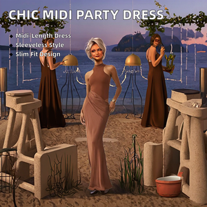 Vestido Midi de Punto Elegante para Mujer, Verano, Fiesta, Ajustado, Sin Mangas, Transpirable, Ecológico, Lavable, Cintura Imperio - Product Image 2