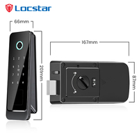 Cerradura Inteligente WiFi Locstar Tuya con Control Remoto, Huella Dactilar, Contraseña, Tarjeta, Inalámbrica, de Aluminio y Madera, Control por Aplicación, Tipo Bull Head