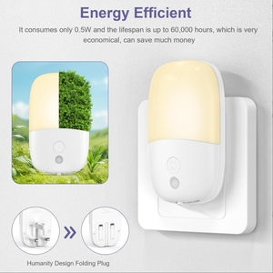 ไฟกลางคืน LED แบบเสียบปลั๊ก พับเก็บได้ พร้อมสวิตช์ ป้องกันแสงจ้า ถนอมสายตา ประหยัดพลังงาน ควบคุมด้วยแสง  รองรับโลโก้สั่งทำพิเศษ - Product Image 4