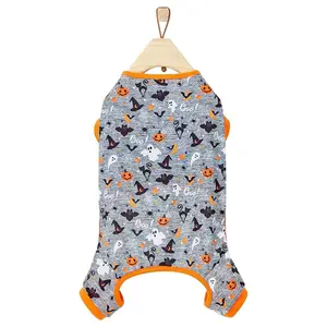 Super Cute Halloween Print Slip-On Design Cat Dog Night Wear With Ribbed