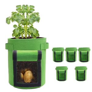 Sacs de culture en tissu non tissé épaissis de 5 gallons avec fenêtre de visualisation et poignées robustes pour légumes et fleurs - Product Image 1
