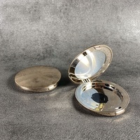 LZ Pack 100 pièces Boîtier compact de luxe rond doré métallique de 59 mm pour poudre pressée et blush, personnalisable
