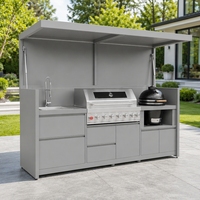 Cuisine extérieure modulaire en acier inoxydable avec barbecue, tailles personnalisées, porte électrique, abri et pod vide, prix