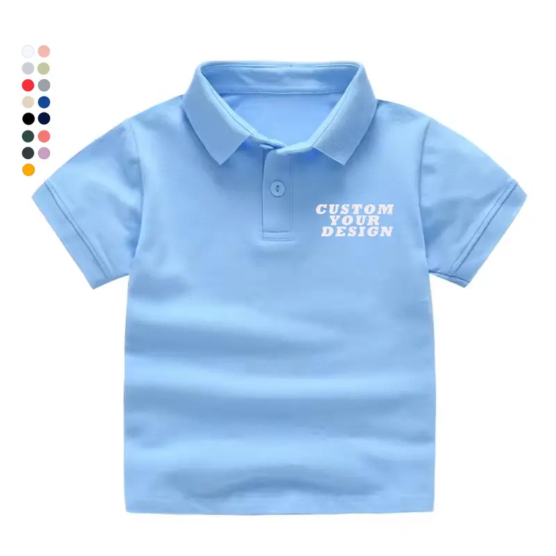 Custom Solid Color Boys Polo T-shirts Summer Elegant Girls Tops Tees Cotton Quality Shirt Kids Clothes Boy Polo Shirt
