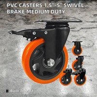 Roulettes pivotantes robustes en acier forgé de 8 mm avec frein total, plaque supérieure, roulement à billes, revêtement électrophoretique FELLCO CN100-22