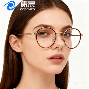 Montures de lunettes œil-de-chat dorées pour femmes, largeur de monture moyenne, verres AC, verres plano, lunettes optiques, origine Wenzhou - Product Image 4