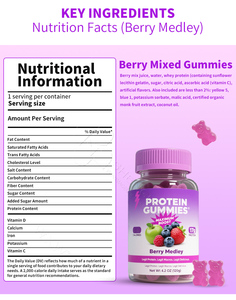 Gummies protéinés au whey 20g saveur fruits rouges mélangés, substitut de repas pour la gestion du poids, vente en gros - Product Image 6