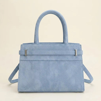 Sac Satchel Top Handle Structuré Petit en Véritable Suède pour Femme avec Sangle Crossbody Amovible pour Sorties Quotidiennes