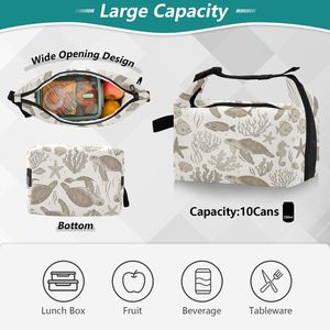 Hawaii Neutral Ocean Turtle Print Custom Insulated Lunch Bag, Cooler Bag for Picnic BBQ Food Takeout Delivery - Product Image 5