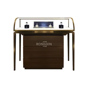 Fancy Jewelry Store Showcase Metal Jewelry Cabinet Shop Mall Counter Furniture Interior Design Glass Jewellery Display Showcase