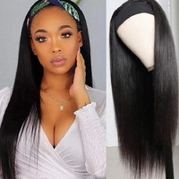 Perruque Bandeau Synthétique Longue et Lisse Noire pour Femmes Africaines, Style Européen-Américain, Modèle de Modification de la Forme du Visage