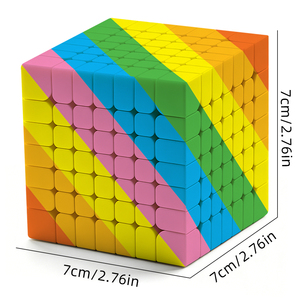 Cube de vitesse arc-en-ciel Eco ABS 7x7, jouet de puzzle cérébral pour adultes à haute difficulté, cube magique infini en plastique coloré - Product Image 2