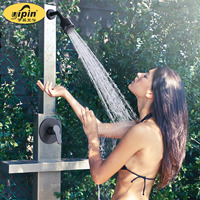 Kaiping – ensemble de douche extérieur mural chromé noir mat, panneau chaud et froid, ensemble de douche portable pluie