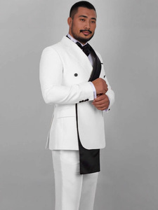 Bộ vest nam cổ shawl cổ điển, vest cưới doanh nhân cao cấp, bộ 2 mảnh, size lớn, vest chú rể màu trắng - Product Image 2