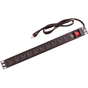 19inch Rack Mount Power Strip 10US Outlets with Overload Protector UL Listed