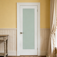 Porte intérieure pré-encadrée en MDF massif blanc apprêté avec verre dépoli pour salle de bain et maison