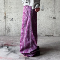 Jean vintage délavé à l'acide, déchiré, coupe large, pour homme, style streetwear oversize et baggy