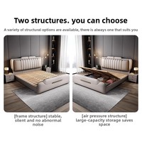 Lit en cuir minimaliste moderne 962 Nouveau modèle 18m en bois massif avec rangement en acier inoxydable Luxe léger Haut de gamme King Size Master