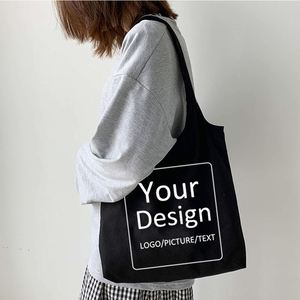 Bolsos de lona OEM para mujer con logotipo impreso personalizado, bolso de lona personalizado Diy, bolso de hombro de compras, bolso de lona resistente, liso en blanco - Product Image 4
