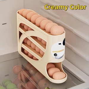 Thickened Rolling <b>Egg</b> <b>Storage</b> Box Double-Door Fridge Side Door <b>Egg</b> Rack Holder Home <b>Egg</b> Freshness Organizer Space-Saving Design - Product Image 1