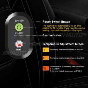 Coussin chauffant pour siège de voiture 12V/24V, protection électrique intelligente avec interrupteur de sécurité, idéal pour l'hiver, maintien au chaud - Product Image 3