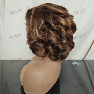 KEMY HAIR-Peluca de cabello humano vietnamita transparente para <span class=keywords><strong>mujer</strong></span>, peluca corta negra de encaje Frontal Bob con rizos hinchables - Product Image 5