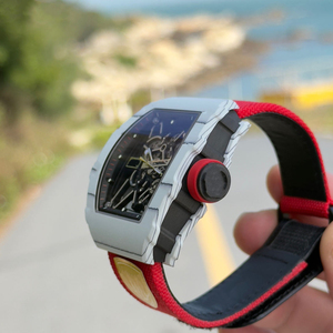 Reloj Automático de Fibra de Carbono para Hombre, Estilo RM, Resistente al Agua, con Correa de Tela Roja - Product Image 5