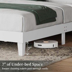 Trang Trại Gỗ Trắng Khung Giường Nữ Hoàng Kích Thước Nền Tảng Giường Với V Đầu Giường Mạnh Mẽ Thanh Tiếng Ồn Miễn Phí Dễ Dàng Làm Sạch - Product Image 6